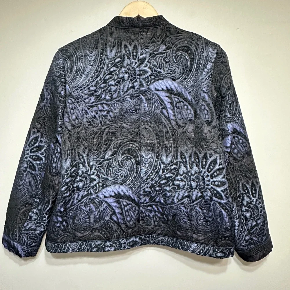 Coldwater‎ Creek Womens Brocade Open Front Blazer Jacket Size L 14-16 Classic